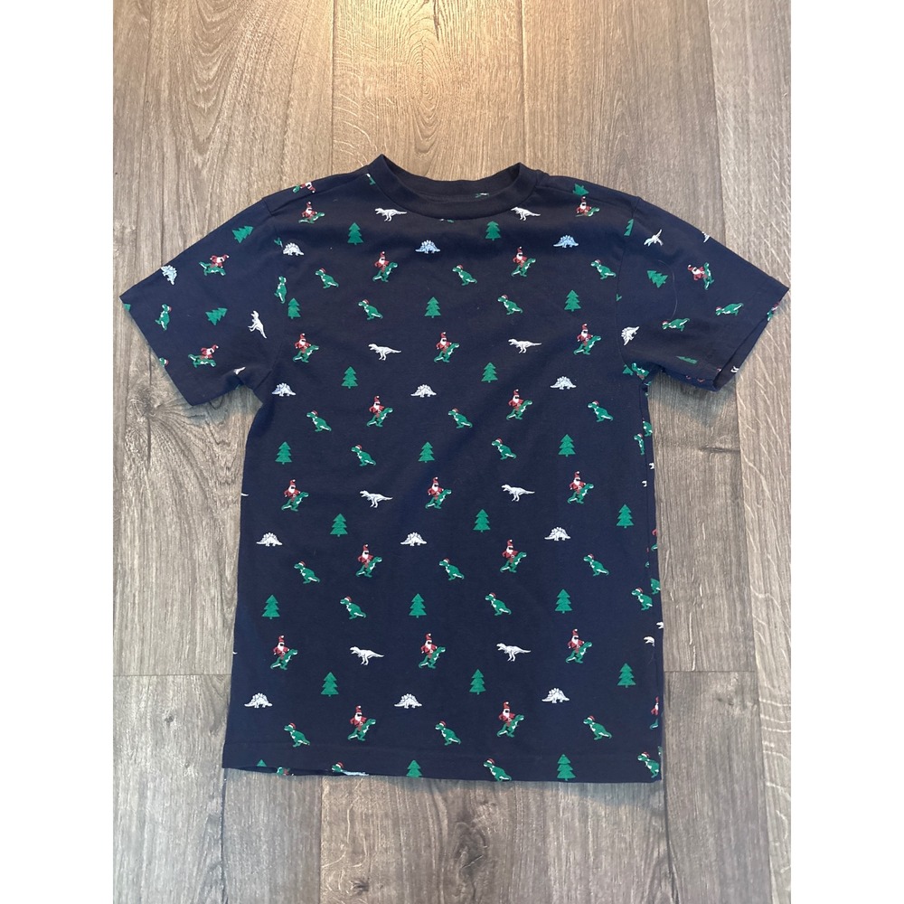 Free Planet Kids T Shirt Dinosaur Christmas Trees Santa‎ Size 10 12 Navy Cotton